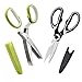 Kitchen Shears and Herb Scissors Set - Heavy Duty Easy Function Come Apart Multipurpose Culinary Scissors in Stainless Steel with Blade Covers for Meat Poultry Fish Herbs Nuts by COMPV