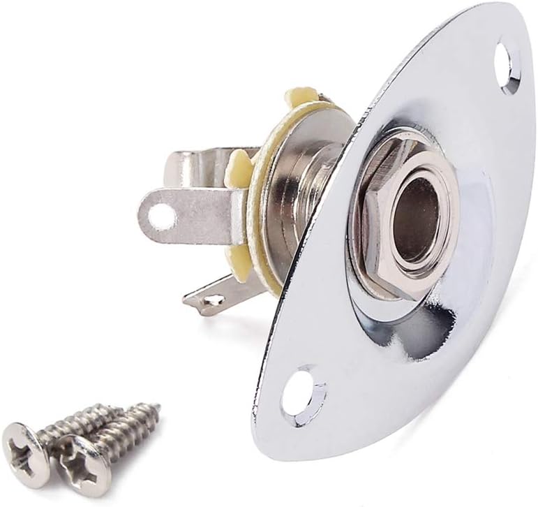 SUPVOX Chrome Socket 1/4 Inch Silver Oval Guitar Jack Input with Mounting Screws for Electric Guitar and Bass Accessories - Image 3
