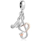 CharmSStory Music Notes Charm Melody and Heart Dangle Beads for Charm Bracelets Necklaces