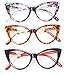 SOOLALA Ladies 61mm Lens Fashion Designer Cat Eye Reading Glasses Customized Strengths, 3mix, x1.75