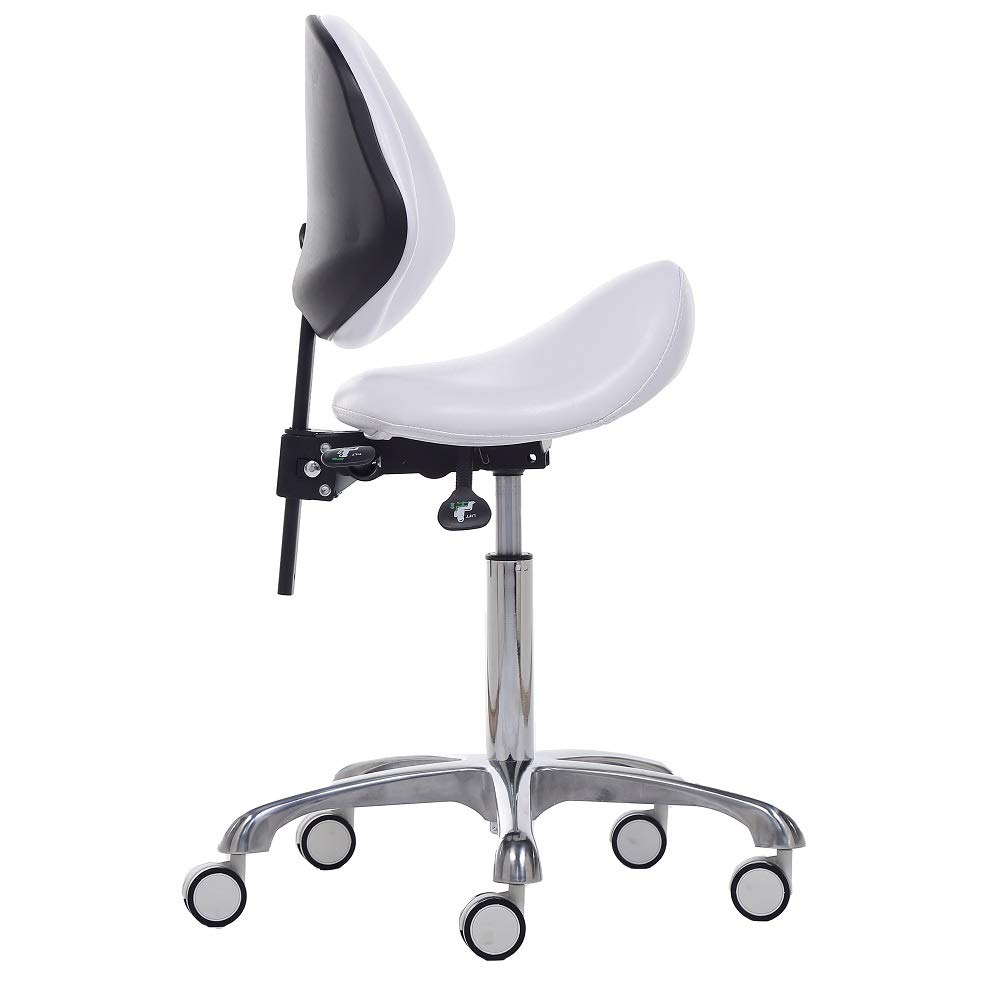 FRNIAMC Hydraulic Saddle Rolling Adjustable, Heavy-Duty (350 lbs) Stool Chair for Beauty Salon Massage Dental Clinic Home Office Use (Black): Kitchen & Dining