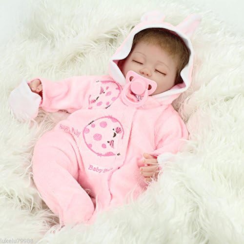 Prezzo Nicery Reborn Baby Doll Soft Simulation Silicone Vinyl 18inch 45cm Magnetic Mouth Lifelike Cute Children Toy Pink Rabbit with Eyes Closed A3US Offerte