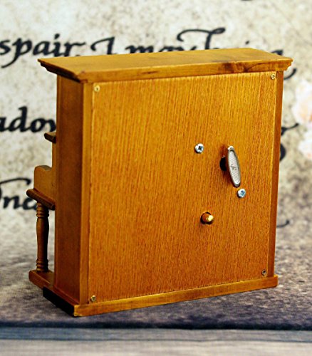 HoneyGifts Windup Wooden Piano Music Box Xmas Present for Children Kids Girls, Upright Piano