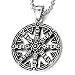 COOLSTEELANDBEYOND Mens Dharmachakra Pendant Dharma Wheel of Law Symbol Necklace Stainless Steel with 23.4 in Chain