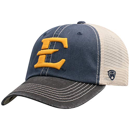 Top of the World Men's Relaxed Fit Adjustable Mesh Offroad Hat Team Color Icon, East Tennessee State Buccaneers Navy