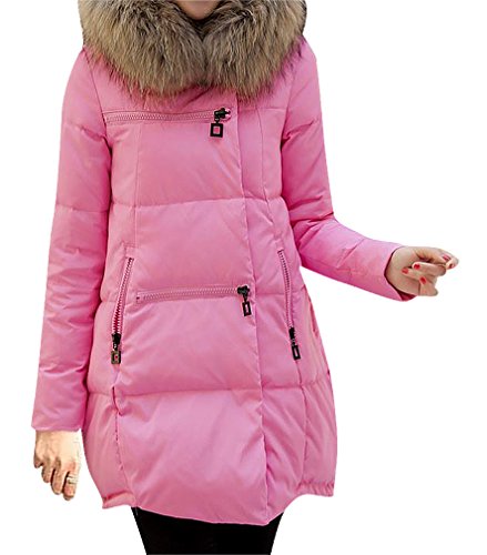US&R Women's Hooded Puffer Long Faux Fur Collar Loose Padded Waterproof Jacket, Pink XX-Large US&R Women's Hooded Puffer Long Faux Fur Collar Loose Padded Waterproof Jacket, Pink XX-Large