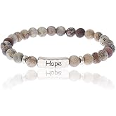 NTLX Christian Bracelets for Women – Hope Bracelet – Natural Stone Stretch Prayer Bracelet – Inspirational Message Jewelry - Great Gift