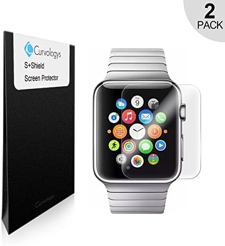 Apple Watch 38mm Screen Protector [Full Screen Coverage][Case Friendly], Curvologys S+Shield Apple Watch 38mm (Series 1/2) Anti-Fingerprint Scratch-proof Ultra HD Film - Lifetime Replacements (2-Pack)