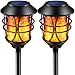 TomCare Solar Lights Metal Flickering Flame Solar Torches Lights Waterproof Outdoor Heavy Duty Lighting Solar Pathway Lights Landscape Lighting Dusk to Dawn Auto On/Off for Garden Patio Yard, 2 Pack