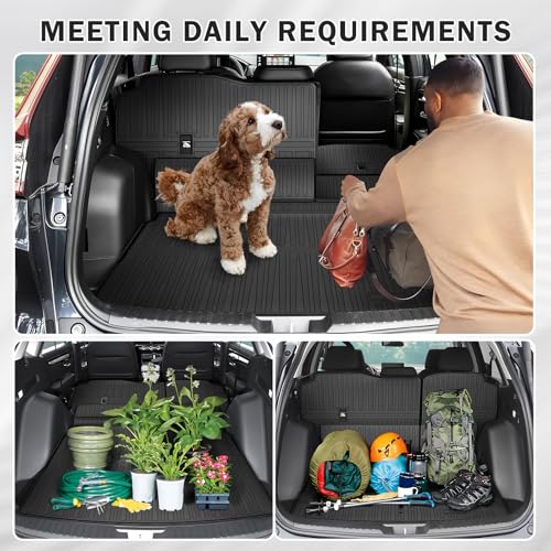 All Weather Cargo Liner & Backrest Mat for 2023-2025 2026 Honda CR-V (Include Hybrid) Non-Slip, Custom Fit Trunk Mat Tray Back Seat Cover Protector for CRV Accessories (Cargo Deck in Upper Position)