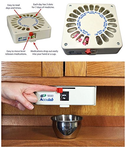 e-Pill Accutab Weekly Pill Dispenser - Large Capacity, 3 Times Daily Pill Organizer