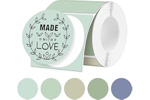 2 Inches Circle Thermal Sticker Labels, 5 Colors Self-Adhesive Round Direct Thermal Labels, Multi-Purpose Roll Sticker Labels