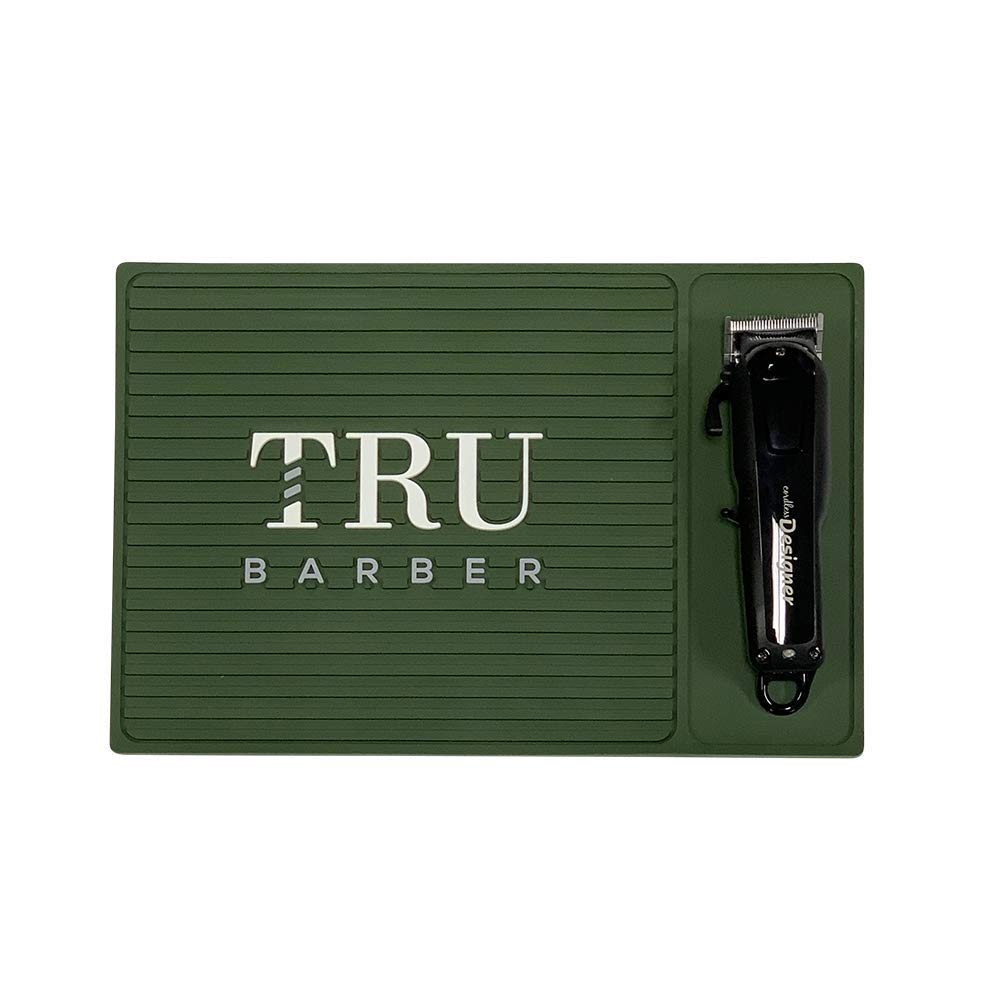 TRU BARBER ORGANIZER MAT 14”X 9” (GREEN) Flexible PVC Station Mat, Professional Mat, Salon and Barbershop work Station pads, Beauty salon tools hairstylist, Counter mat for clippers, Anti slip: Beauty