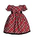 Lito Girls Plaid Holiday Christmas Dress with Velvet Trim - Toddler - Special Occasion Dress (2T, Red)