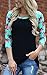 KUFV®Womens Prints Florals 3/4 Sleeve Crew Neck Top Tshirt (L, Black)