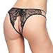 Deksias Women's Sexy lace Underwear Open Crotch Thong Lingerie Panties (Black)