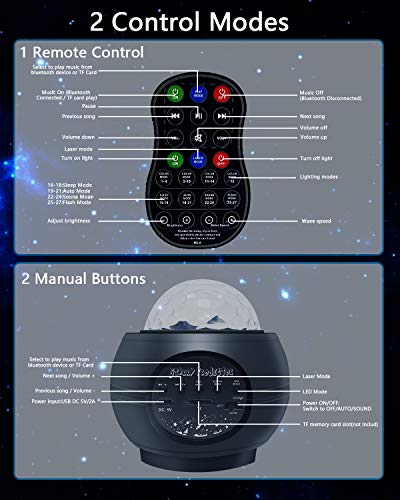 Galaxy Projector Light, aifulo LED Star Light Projector, Ocean Wave Starry Night Light Projector with Music Speaker,Colour Changing and Remote Control for Children Adults Bedroom Home Party Decoration