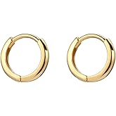 Minimalist Tiny Small Hoop Earrings for Women Girls 925 Sterling Silver Gold-Toned Polished Mini Huggie Hoops Cartilage Cuff Helix Thin Wrap Simple Jewelry