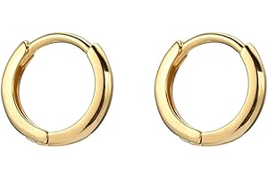 HEBELEE Minimalist Tiny Small Hoop Earrings for Women Girls 925 Sterling Silver Golden Polished Mini Huggie Hoops Cartilage Cuff Helix Thin Wrap Hypoallergenic Simple Jewelry