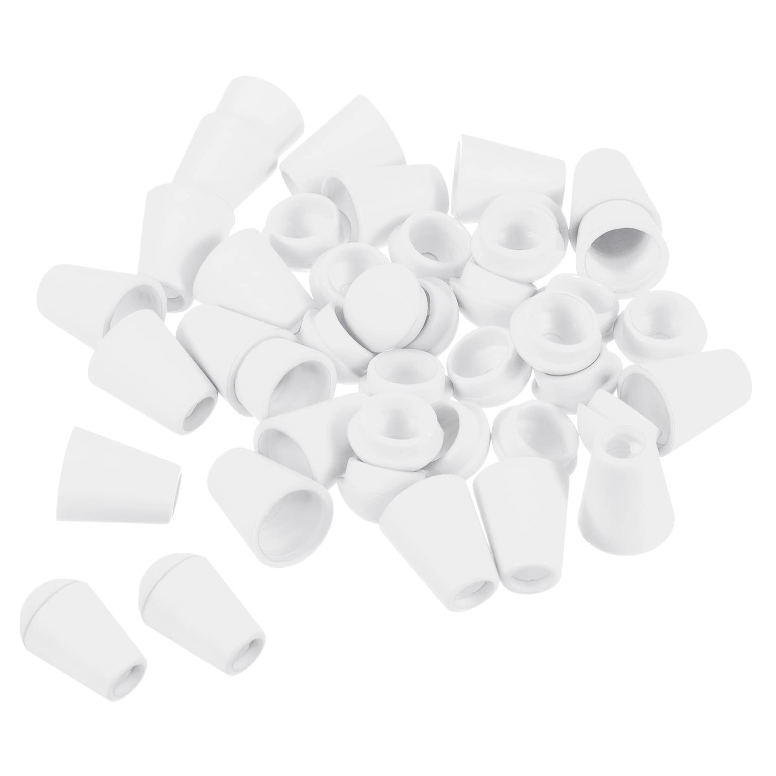 PATIKIL Bell End Stopper, 50 Pack Cord Rope Lock for Drawstring Bag, White