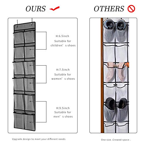 KEEPJOY Over The Door Shoe Organizer 2 Pack,Mesh Pockets Hanging Shoe
