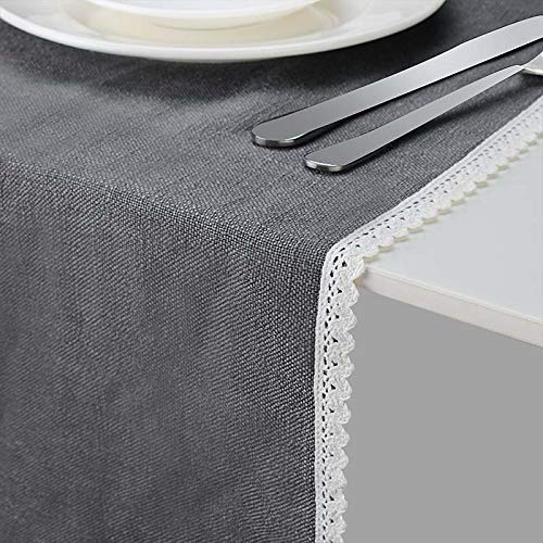 VU100 Linen Table Runner 48 Inches with Lace Edge for ...