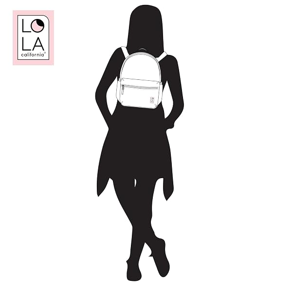 LOLA CALIFORNIA STAR MEDIUM TRADITIONAL CLASSIC BACKPACK WITH ZIPPED FRONT POCKET AND 2 SIDE POCKETS, VIBE – BLACK
