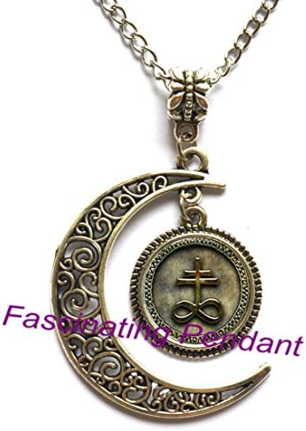 Crescent moon glass cabochon necklace，Cross Necklace SMALL Bronze Cross Jewelry Cross Charm Necklace Christian Brass Cross Pendant Necklace Religious Jewelry Christian Jewelry-HZ135