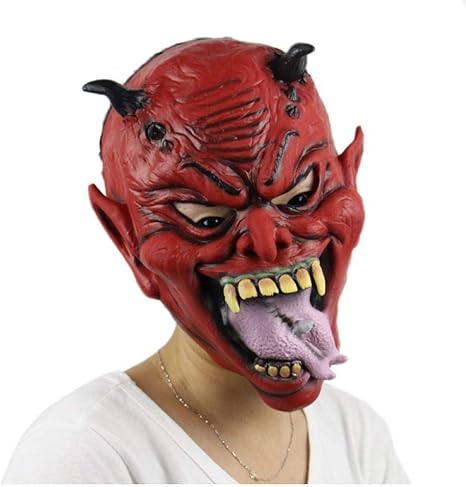 Amazon ハロウィン怖いマスク地獄ハグ赤怖い衣装パーティー仮面舞踏会マスク怖いラテックスマスクフルマスク大人悪魔マスク コスプレ 仮装 通販