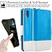 Mefon iPhone X Leather Folio Case, Wireless Charging Compatable, with Wrist Strap and Tempered Glass, Strong Magnetic Closure, Card Slot, Kickstand, Flip Wallet Case for Apple iPhone X 5.8 - Teal Blue