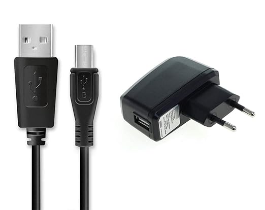 GIGAFOX® Ladegerät: Netzteil + USB-Kabel Ladekabel Datenkabel (Micro-USB - langer Stecker) 1A, 1m, schwarz - für Caterpillar 