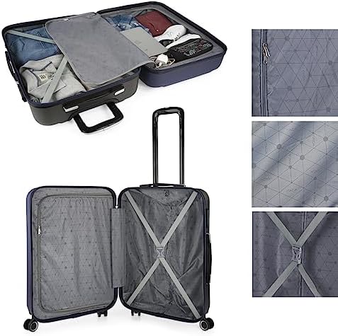 - Valise Grande Taille 23Kg Rigide Spacieuse XL pour Soute Avion Ultra Résistante avec Cadenas à Combinaison Idéale pour Voyages Longs Et Moyens Séjours., Bleu Marine-Anthracite