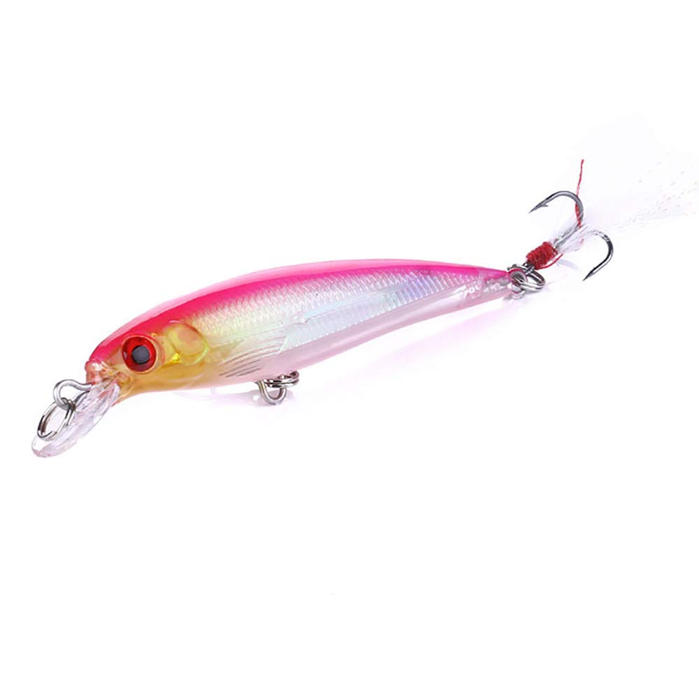 VOANZO 10PCS Laser Simulation Bait 3D Artificial Minnow Fishing Lures Baits, Plastic Fishing Tackle Bass, Hard Bait Life-like Swimbait Fishing Lure Bait (pink)