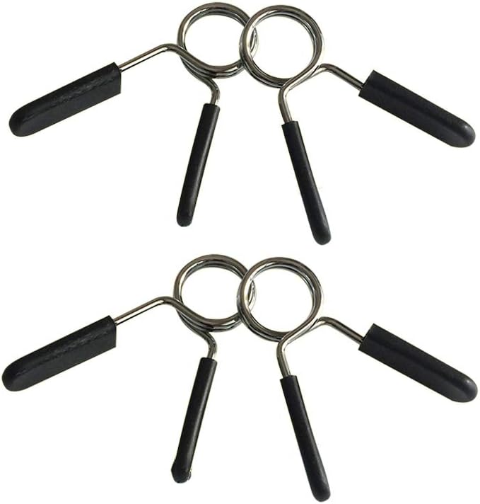 QTIVY 1 Inch Barbell Clamps for Locking 1'' Diameter Standard Bar Spring Clips for Olympics Dumbbell Ordinary Barbell Spring Lock Collars for Weightlifting & Strength Training