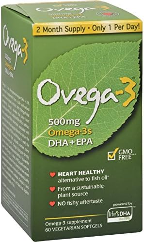 Amerifit Nutrition Ovega-3 - 500 mg - Non GMO - 60 Vegetarian Softgels (Pack of 2)