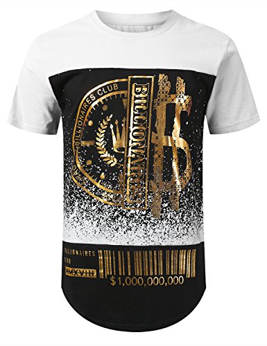Urbancrews mens hipster hip hop money cut block longlin…