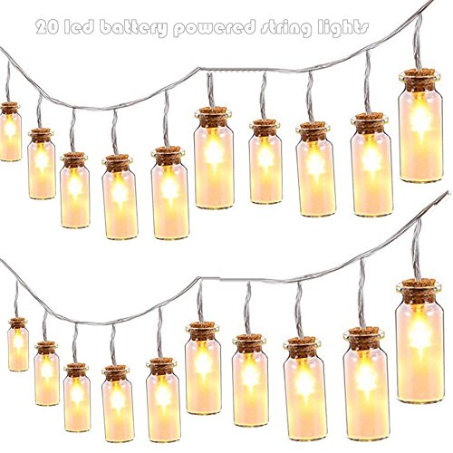 GreenClick Decorative String Lights,Waterproof Vintage Battery Operated Glass Jar Fairy String Lights,8 Modes Control Outdoor Indoor String Lights for Hanging Bedroom Wall Garden Party(7.2ft,20 Led)