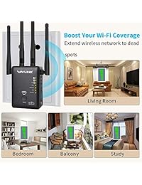 Extensor de rango WiFi, WAVLINK 1200 Mbps de doble correa mini repetidor inalámbrico 2,4 GHz + 5 GHz de señal de Internet Booster repetidor punto de acceso enrutador con 4 antenas externas