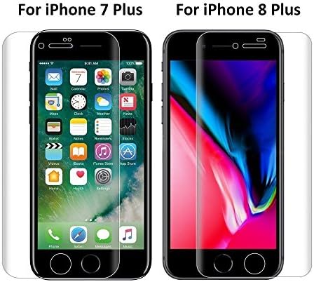 iPhone 8 Plus / iPhone 7 Plus Screen Protector Edge-to-Edge Coverage [Case Friendly] Military Grade Technology, Super Slim [0.18mm] Anti-Scratch, Anti-Shock, Waterproof HD Film Screen Protector, 2Pack
