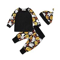 URMAGIC Newborn Baby Boy Halloween Outfits Pumpkin Monster Printed Long Sleeve Romper Hoodie Brother Matching Clothing Set