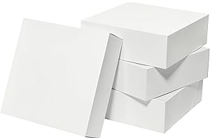 Mefleet 12x12x4 Inches Large Gift Boxes with Lids 10 Pack Extra Deep Square Shirt Clothes Scarf Box for Christmas Presents, Holidays, Birthday, Wedding Gift Wrapping White
