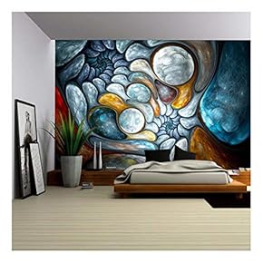 Colorful Glowing Bubbles Fractal, Computer Generated Abstract Background - Removable Wall Mural | Self-Adhesive Large Wallpaper - 66x96 inches