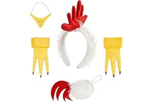 Delfd Rooster Headband 5 Pieces Rooster Chicken Headband and Tail Set-Fuzzy Chiken Costume with Tail Beak Nose Feet