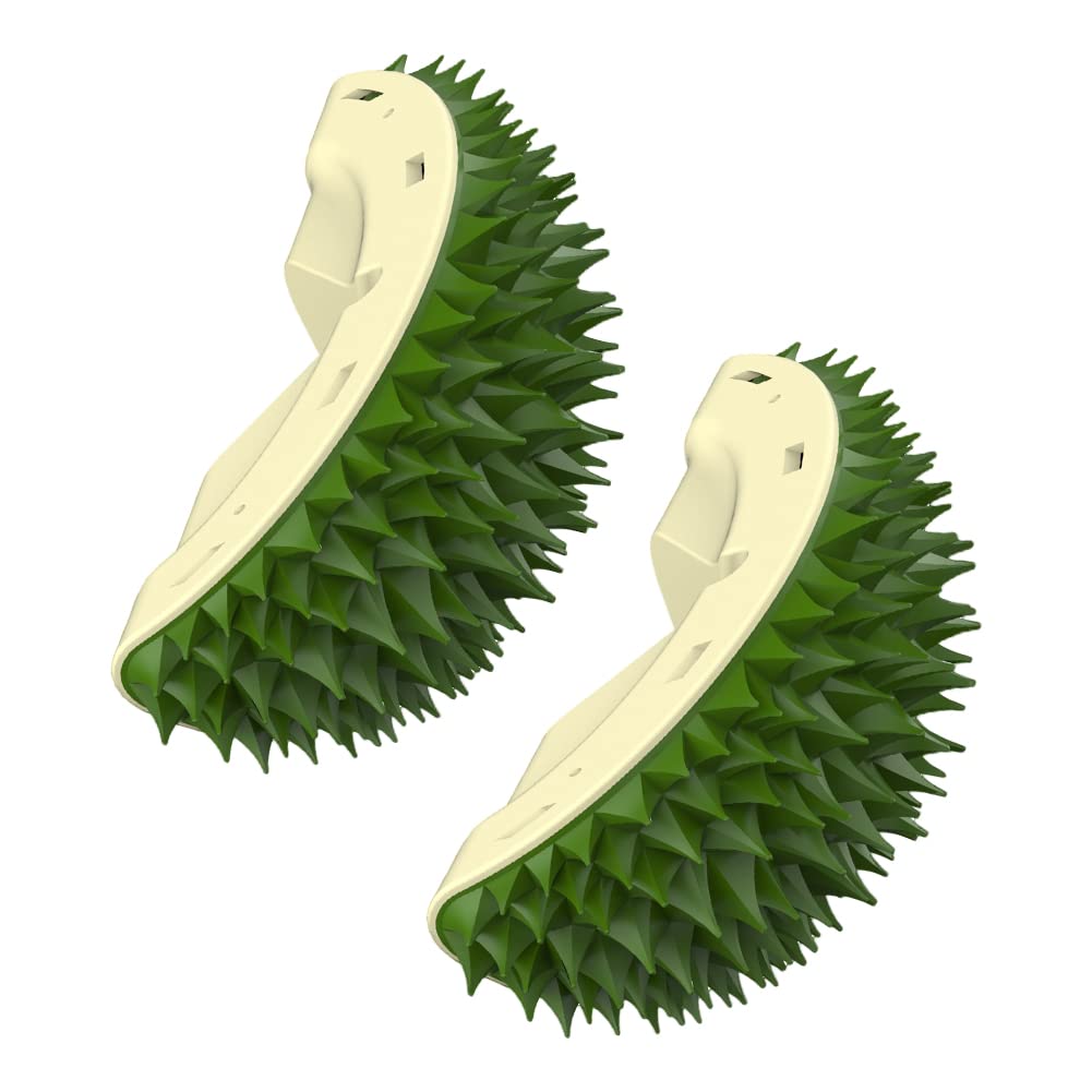 Uposao Cat Self Groomer, Massage Brush Durian Shape Soft Cat Grooming Brush Durian Shape Cat Wall Scratcher Grooming Massage Cat Accessories Pet Supplies