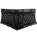 FEESHOW Men's Sheer Mesh Boxers Briefs Shorts Underwear Trunks Black X-Large(Waistline:33.0-40.0