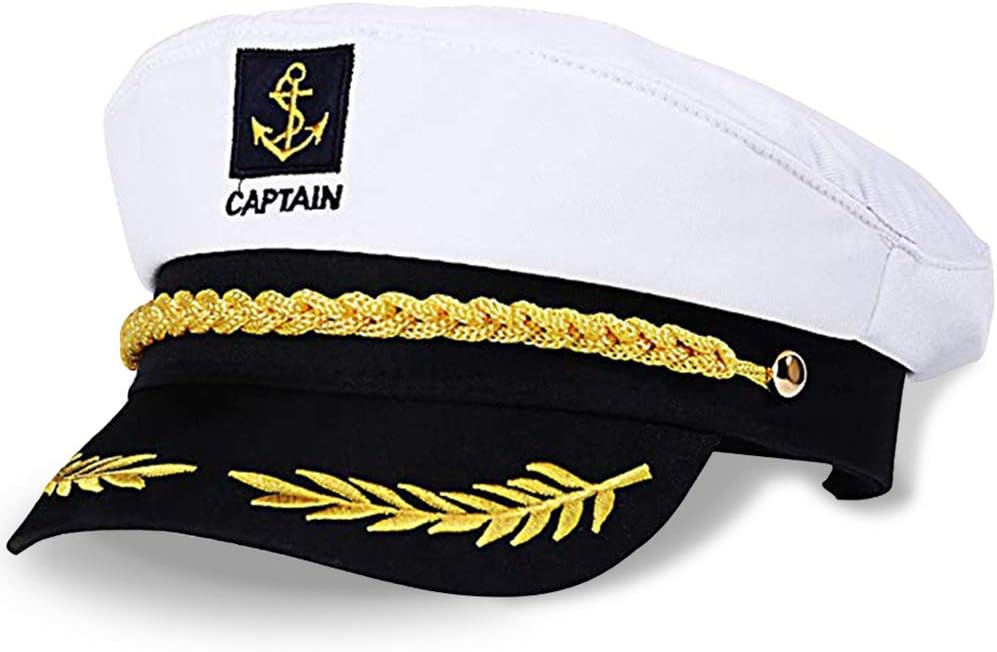 NETUME Sailor Captain's Hat for Adults - Navy Costume Accessory for Sea Yacht Parties and Cosplay (White)