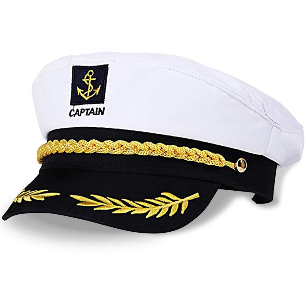NETUME Sailor Captain's Hat for Adults - Navy Costume Accessory for Sea Yacht Parties and Cosplay (White)