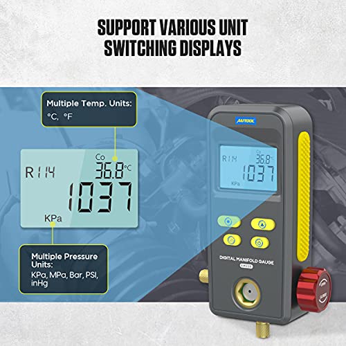 AUTOOL LM110 Digital Manifold Gauge, HVAC System Refrigeration Gauge