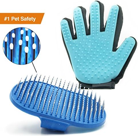 Ultimate Deshedding Set—Deshedding Tool for Dogs and Cats—Best Pet Grooming Brush and Undercoat Rake / Dematting Tool for Dogs—Pet Glove and Deshedding Tool for Your Large, Medium, or Small Pets