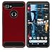 Dailylux Google Pixel 2 XL Case, [Carbon Fiber] Slim Fit Heavy Duty Dual Layer Anti-Scratches Protective Hybrid Armor Defender Case for Google Pixel 2 XL Phone-Red